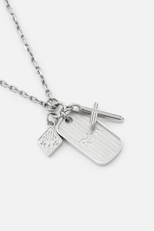 RION CHARM TAG NECKLACE | SILVER MULTI CHARM